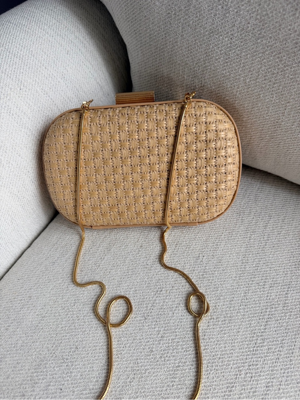 Urban Expressions Woven Tan Clutch with Gold Chain